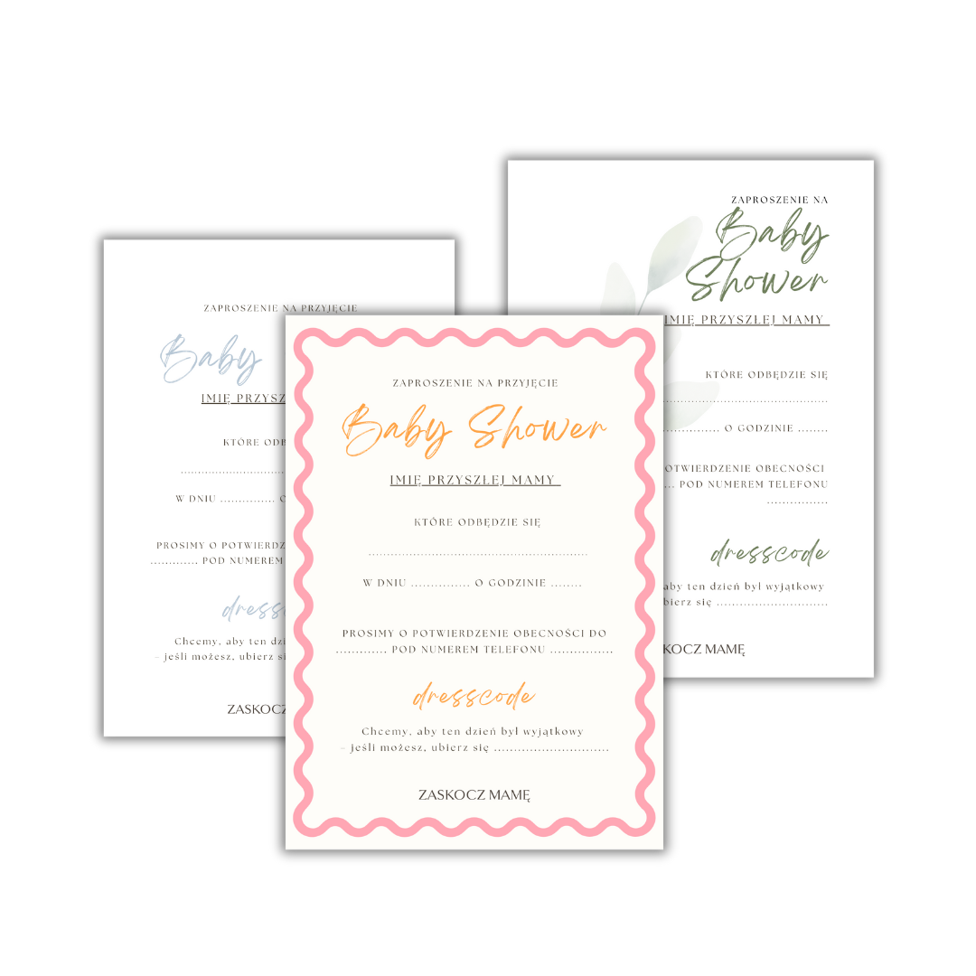 Wzory zaproszeń na baby shower